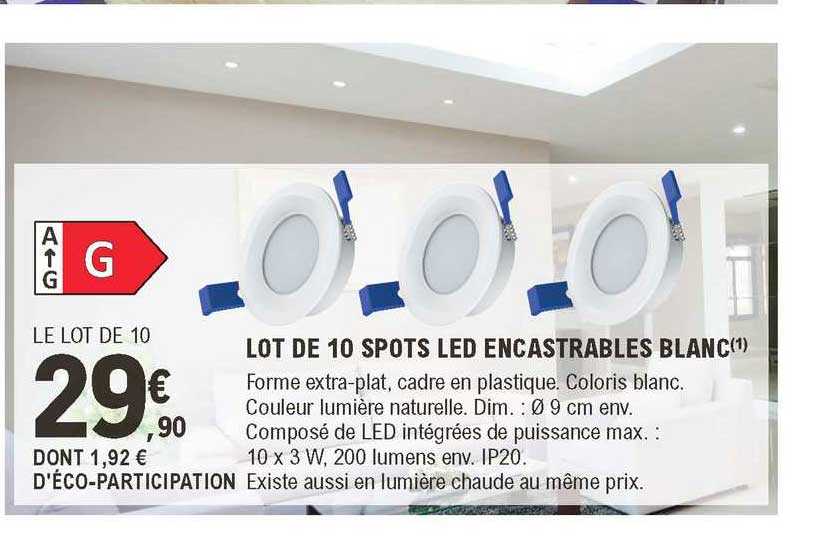 lot de 10 spots led encastrables blanc