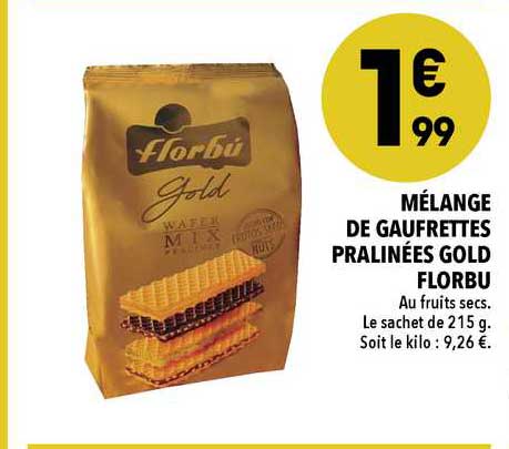 mélange de gaufrettes pralinées gold florbu