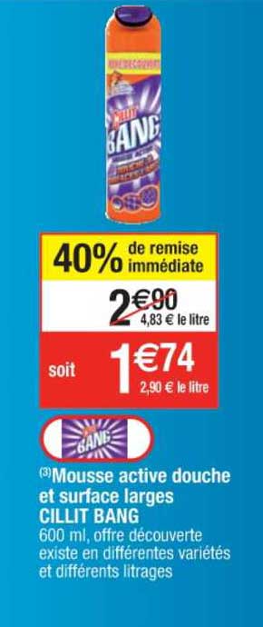 mousse active douche et surface larges cillit bang