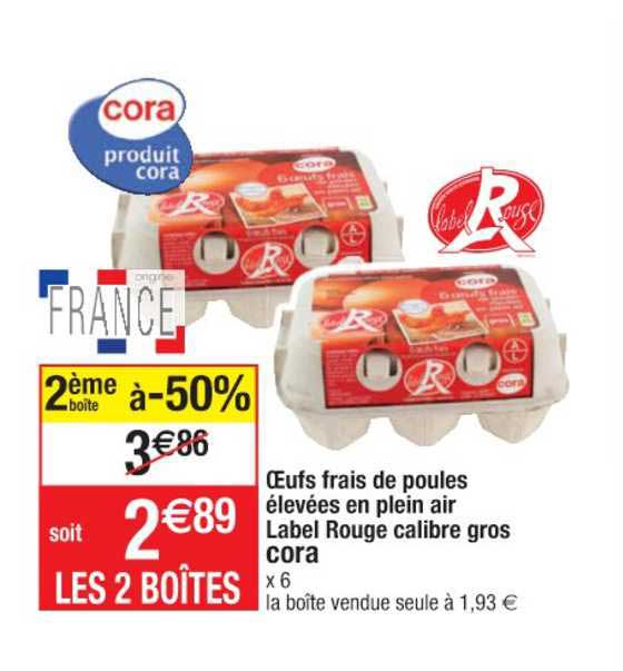 oeufs frais de poules élevées en plein air label rouge calibre gros cora