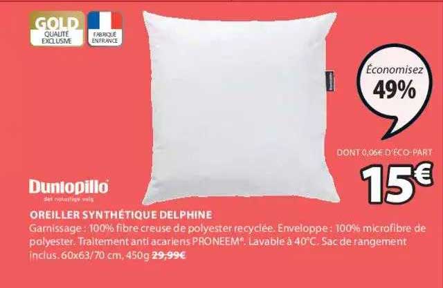 oreiller synthétique delphine dunlopillo