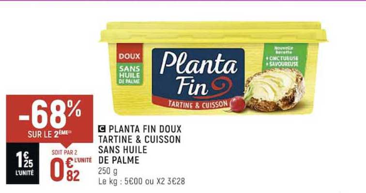 Planta Fin Doux Tartine & Cuisson Sans Huile De Palme