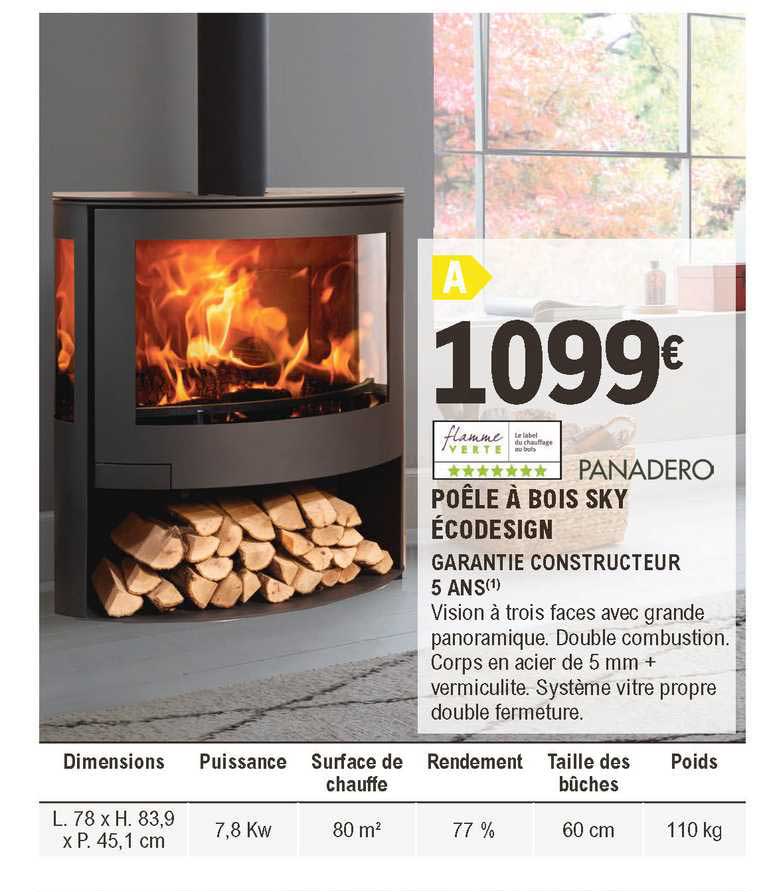 poêle à bois sky écodesign panadero
