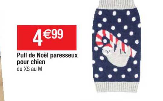 pull de noël paresseux pour chien