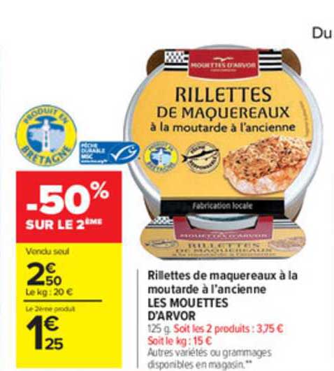 rillettes de maquereaux à la moutarde à l'ancienne les mouettes d'arvor