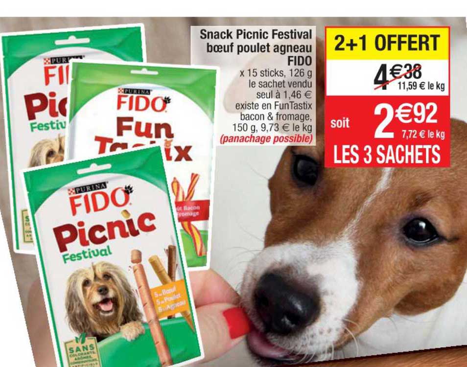 snack picnic festival boeuf poulet agneau fido