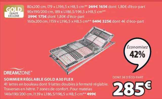 sommier réglable gold a30 flex