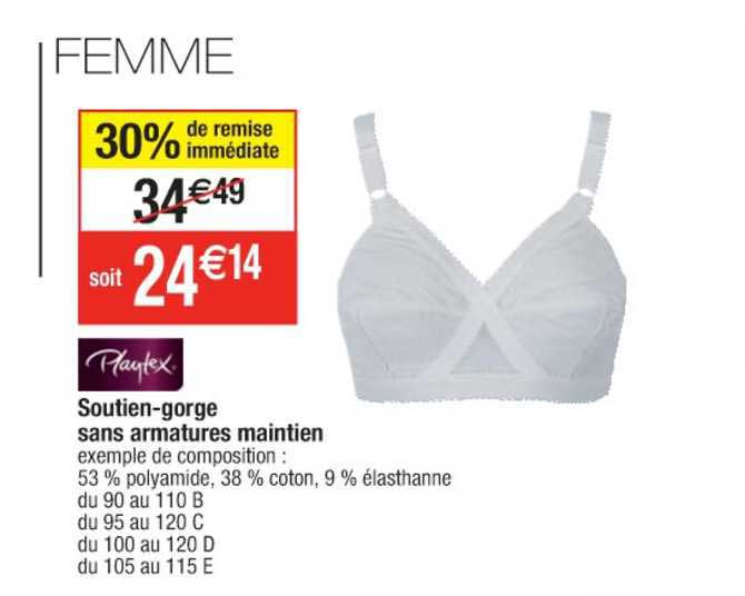 soutien-gorge sans armatures maintien playtex