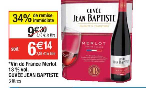 vin de france merlot 13% vol. cuvée jean baptiste