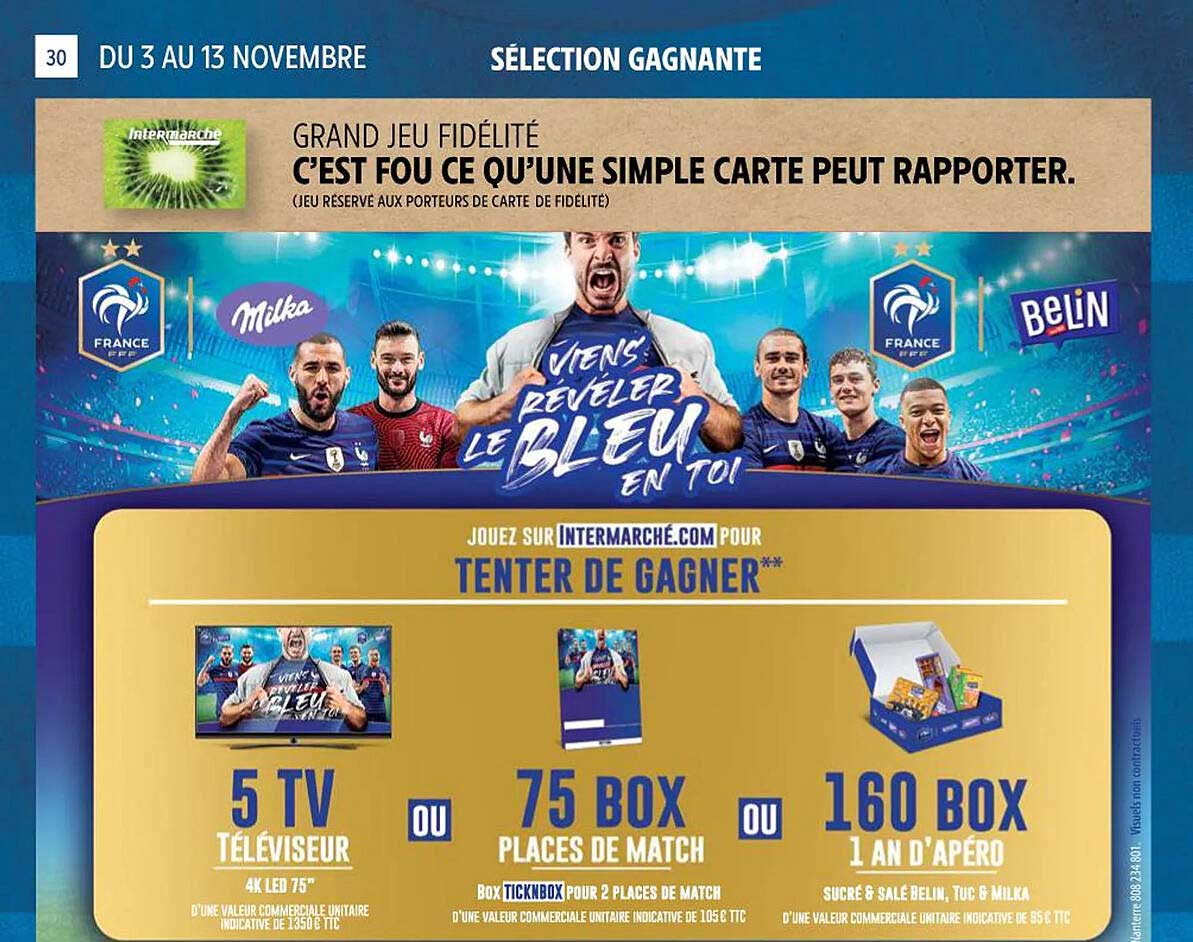 5 tv téléviseur 4k led 75" ou 75 box places de match ou 160 box 1 an d'apéro