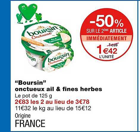 "boursin" Onctueux Ail & Fines Herbes