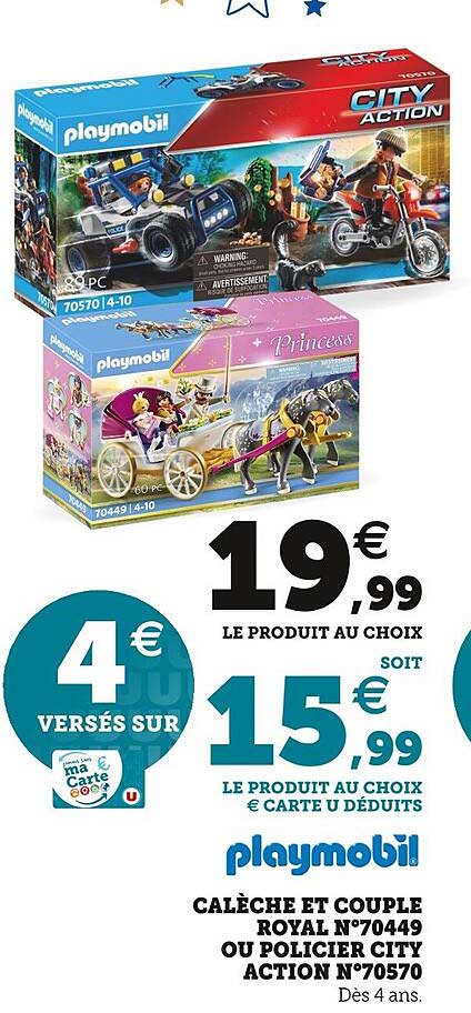 calèche et couple royal n°70449 ou policier city action n°70570 playmobil