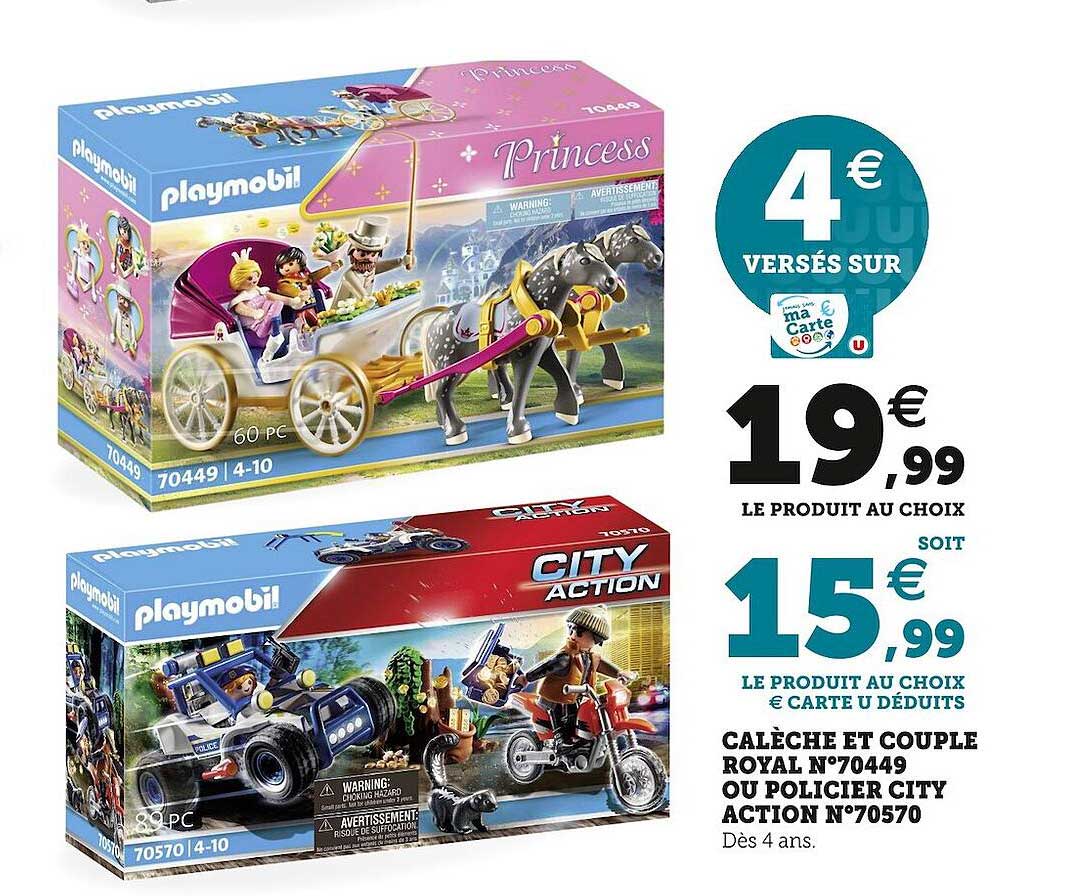 calèche et couple royal n°70449 ou policier city action n°70570 playmobil