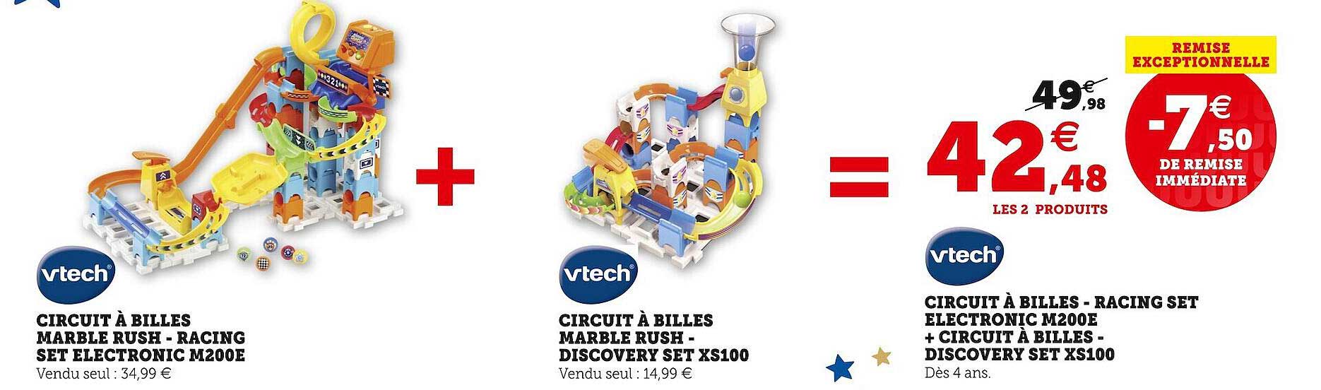 circuit à billes marble rush - racing set électronic m200e vtech, circuit à billes marble rush - discovery set xs100 vtech