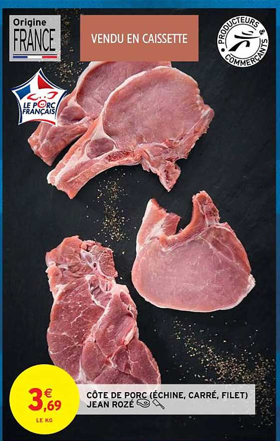 côte de porc (échine, carré, filet) jean rozé