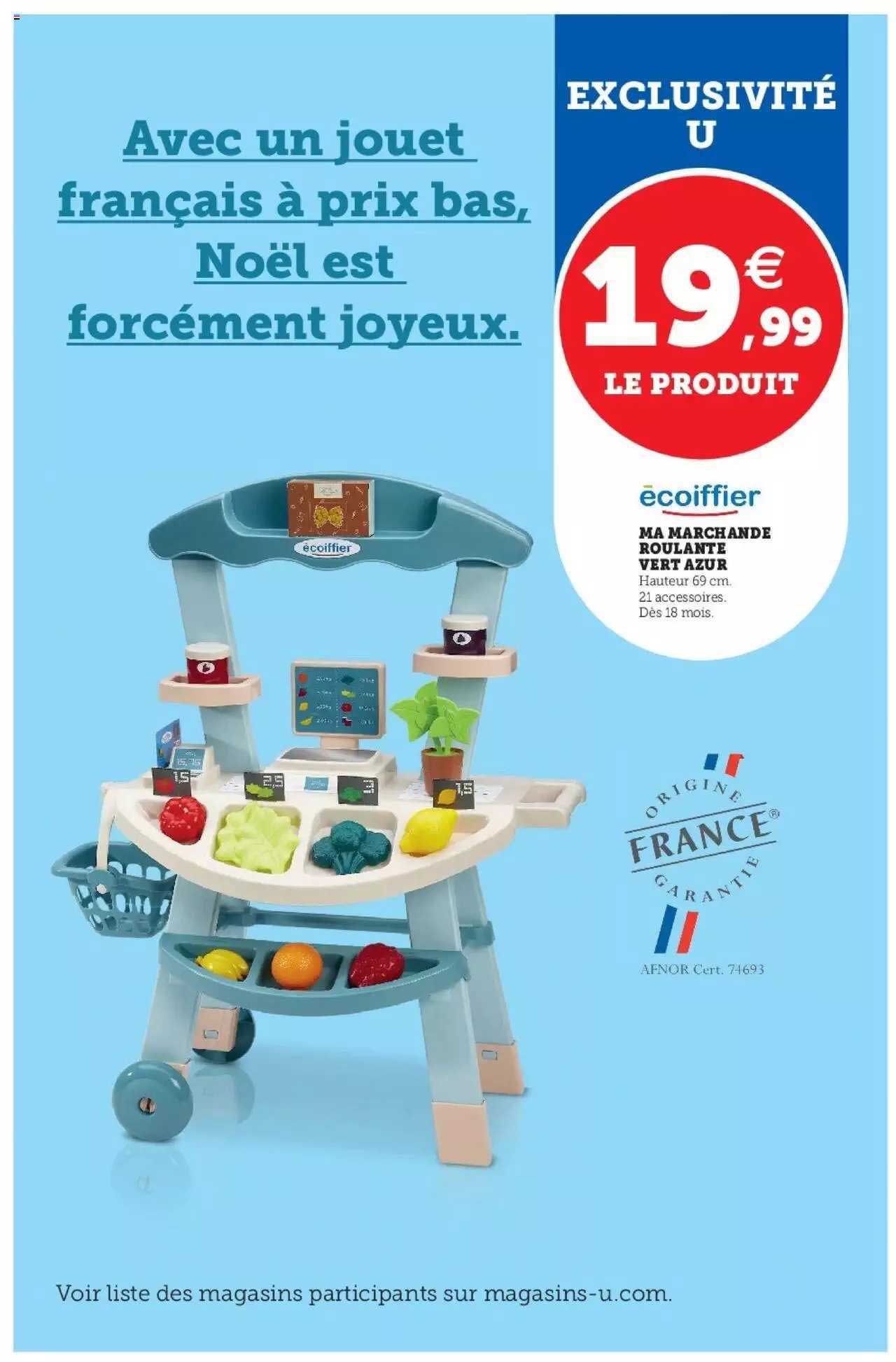 ma marchande roulante vert azur écoiffier