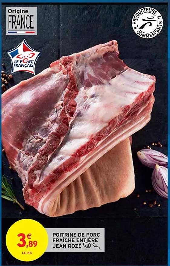 poitrine de porc fraîche entière jean rozé