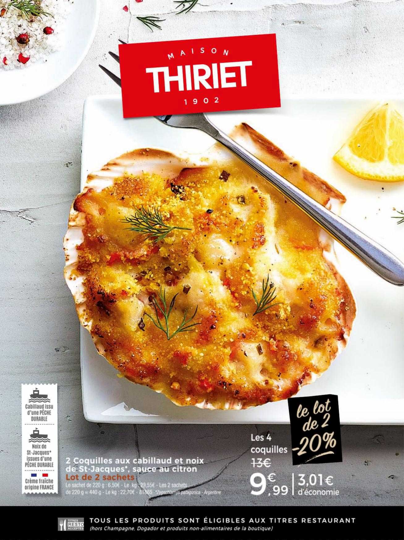 2 coquilles aux cabillaud et noix de st-jacques, sauce au citron