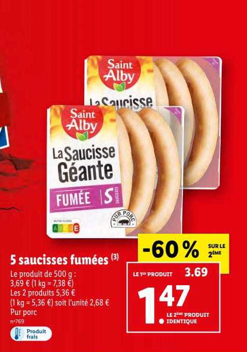 5 saucisses fumées saint alby