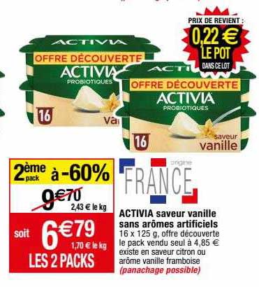 activia saveur vanille sans arômes artificiels