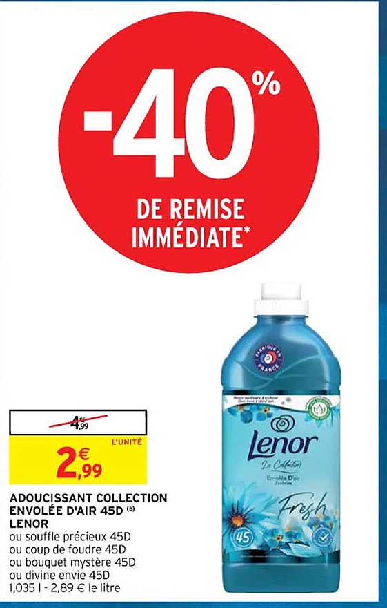 adoucissant collection envolée d'air 45d lenor