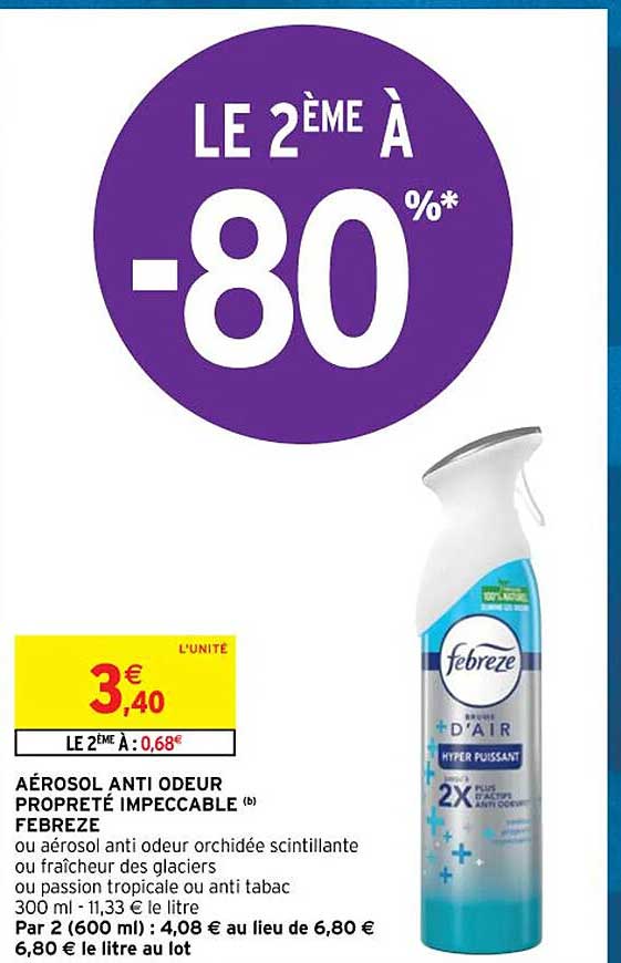 aérosol anti odeur propreté impeccable febreze