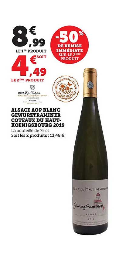 Alsace Aop Blanc Gewurztraminer Coteaux Du Haut-koenigsbourg 2019