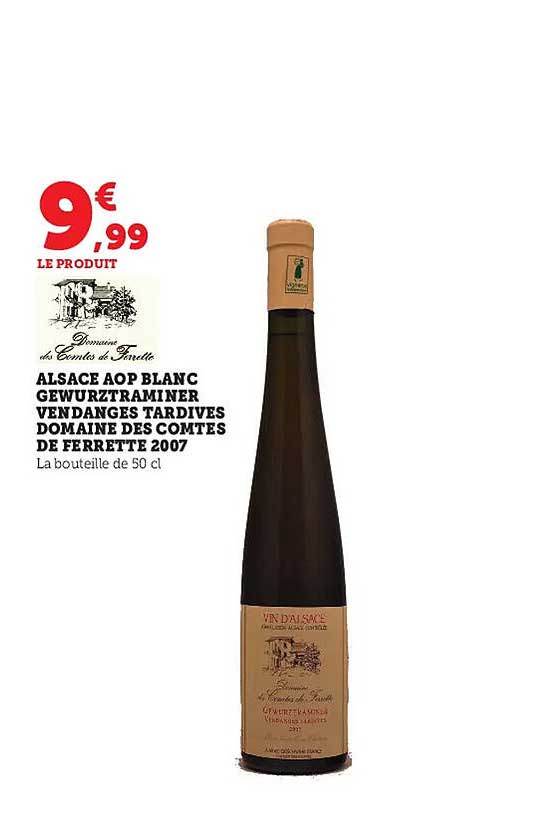 alsace aop blanc gewurztraminer vendanges tardives domaine des comtes de ferrette 2007