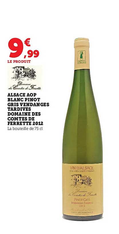 alsace aop blanc pinot gris vendanges tardives domaine des comtes de ferrette 2021