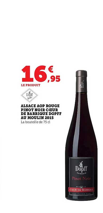 alsace aop rouge pinot noir coeur de barrique dopff au moulin 2015