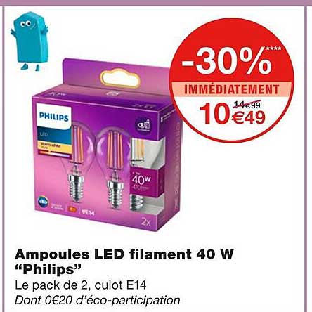 ampoules le filament 40 w "philips"