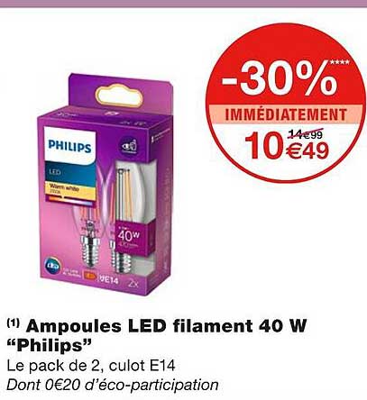 ampoules led filament 40 w "philips"