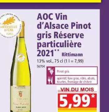 aoc vin d'alsace pinot gris réserve particulière 2021 rittimann