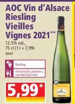 aoc vin d'alsace riesling vieilles vignes 2021