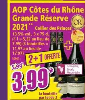 aop côtes du rhône grande réserve 2021 cellier des princes