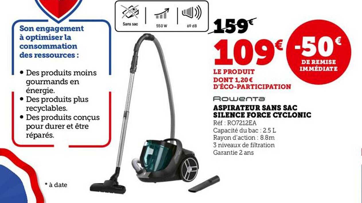 Aspirateur Sans Sac Silence Force Cyclonic Rowenta