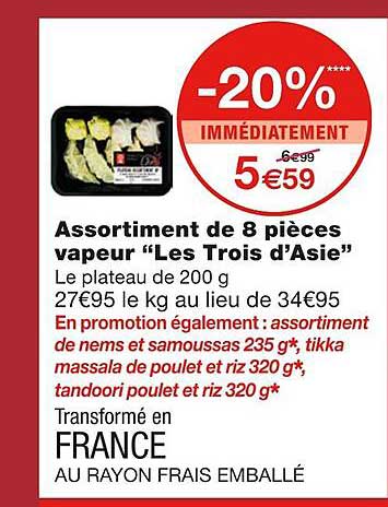assortiment e 8 pièces vapeur "les trois d'asie"