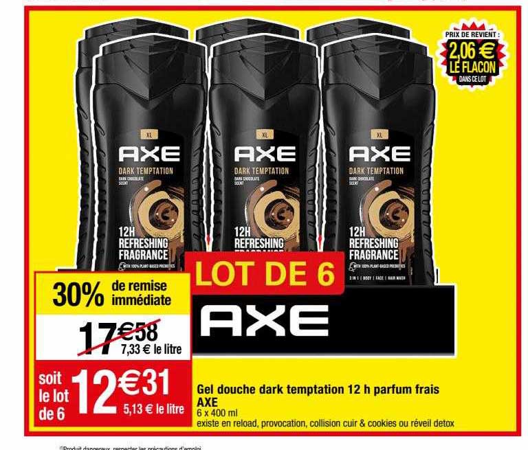 axe gel douche dark temptation 12h parfum frais