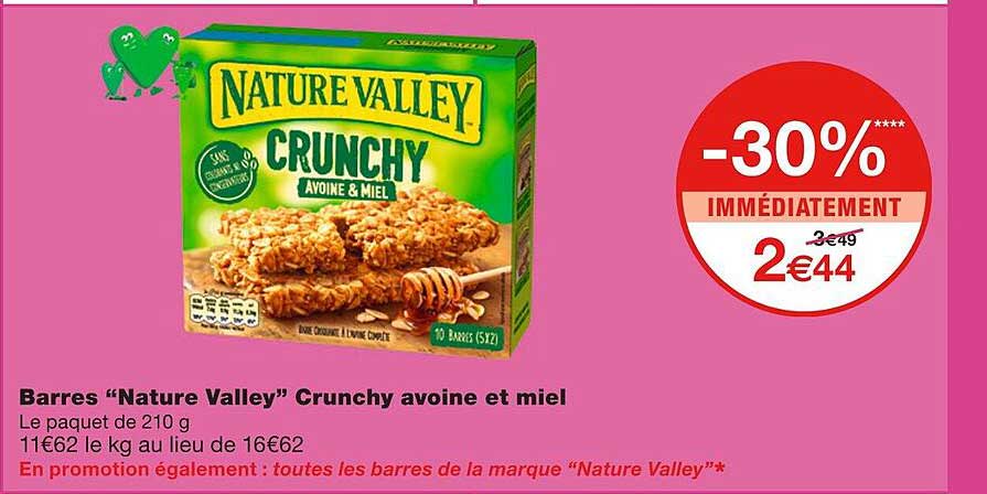 barres nature valley crunchy avoine et miel