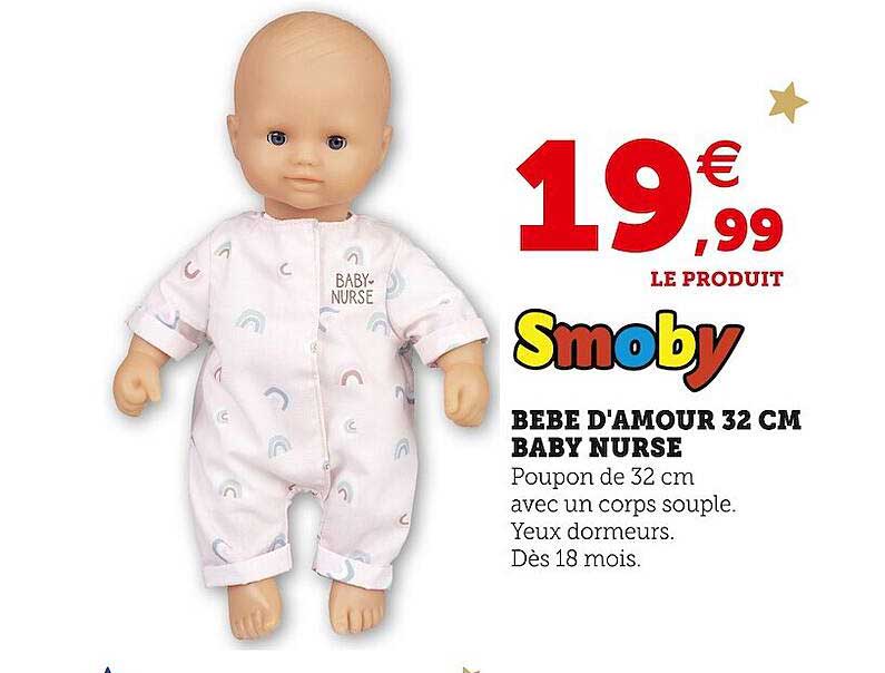 bébé d'amour 32 cm baby nurse smoby