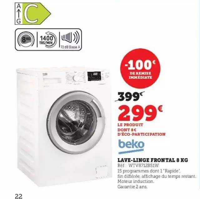 beko lave-linge frontal 8 kg