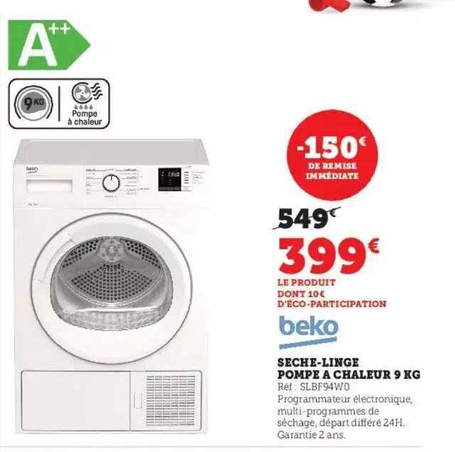 beko sèche-linge pompe à chaleur 9 kg
