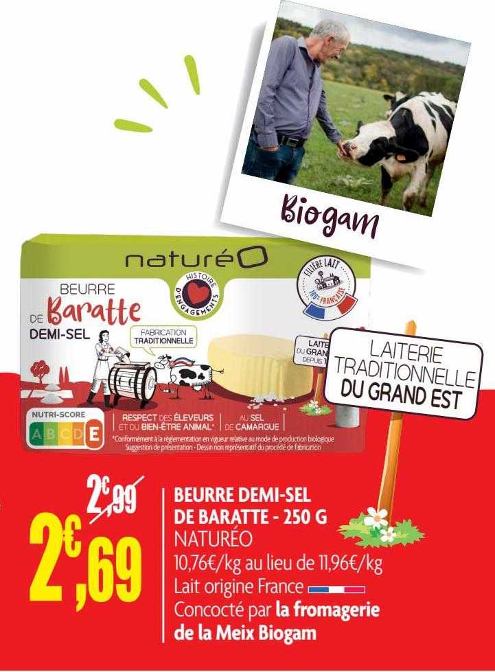 beurre demi-sel de baratte naturéo