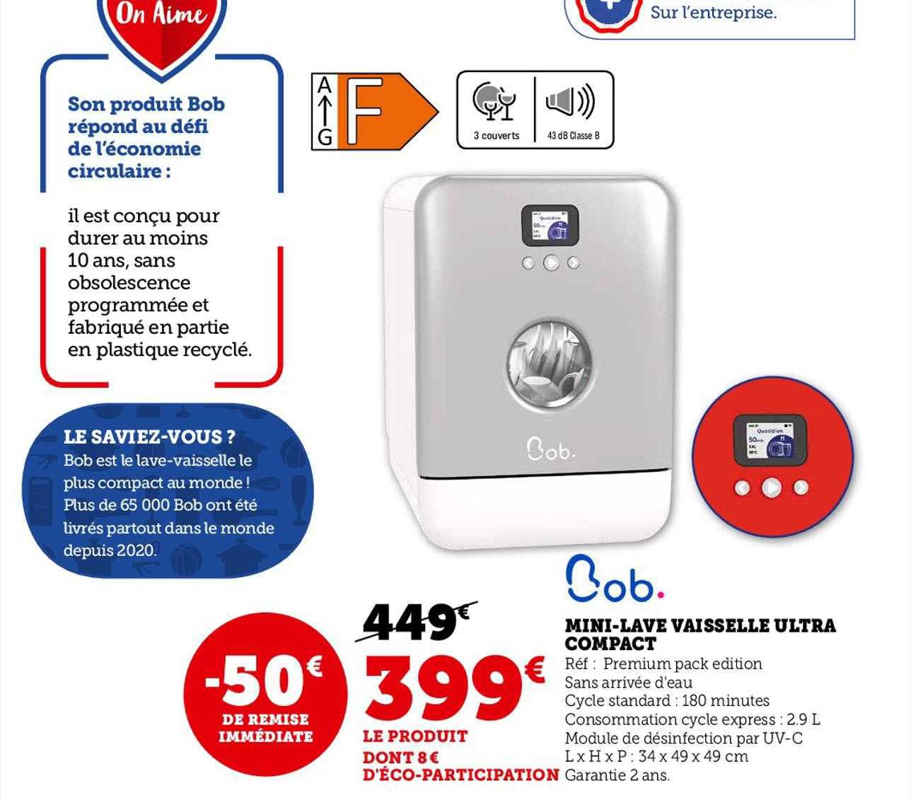 Bob Mini-lave Vaisselle Ultra Compact