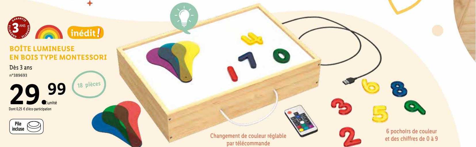 boîte lumineuse en bois type montessori