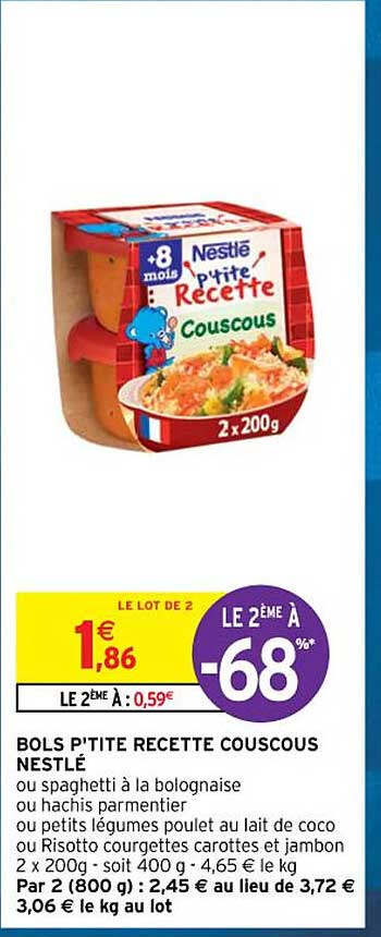 bols p'tite recette couscous nestlé