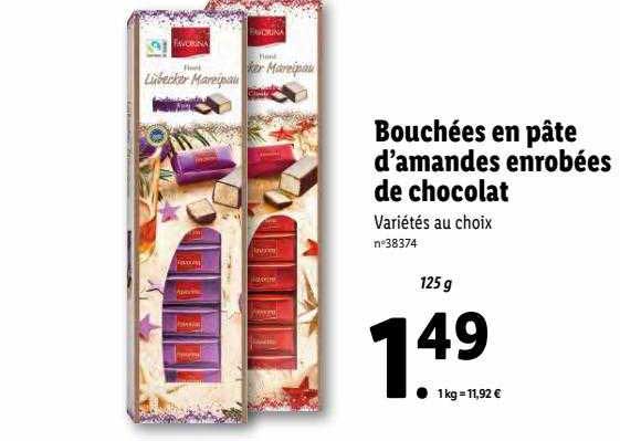 bouchées en pâte d'amandes enrobées de chocolat favorina