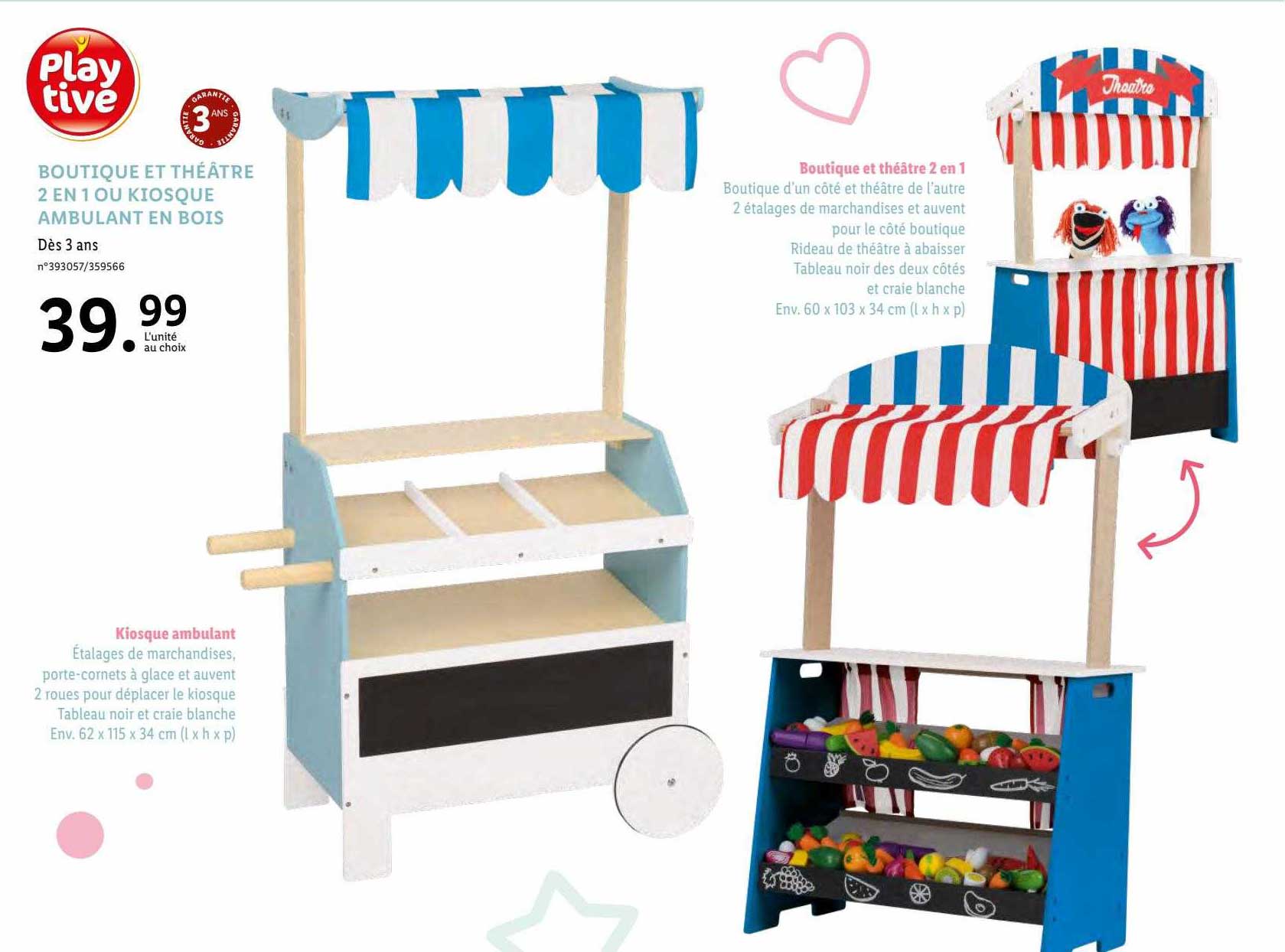 boutique et théatre 2en1 ou kiosque ambulant en bois playtive