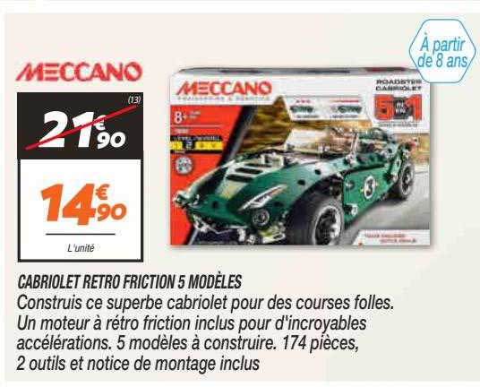 cabriolet rétro friction 5 modèles meccano