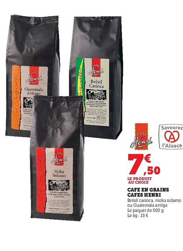 café en grains cafés henri